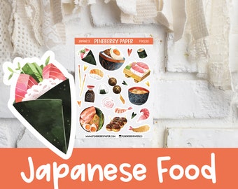 Asian Food Stickers | Sushi | Ramen  | Takoyaki |  Planner Stickers (Erin Condren, Happy Planner, Recollections, Hobonichi, Bujo,& more