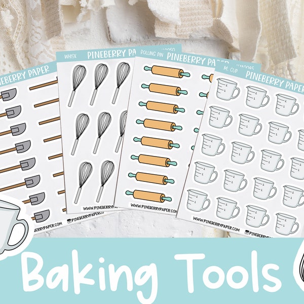 Baking Tool Stickers | Measuring Cup | Whisk | Rolling Pin | Spatula | Home | Recipe Book | Planner Stickers  |  Bujo