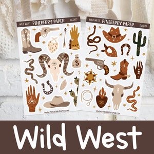 Wild West Stickers / Desierto / Cactus / Vaquero / Serpientes / Longhorn / Botas / Planner Stickers / Bujo / Bullet Journal / FL