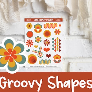 Groovy Shape Stickers | Decorative | 70&#39;s | Retro | Planner Stickers (Erin Condren, Happy Planner, Hobonichi, Bujo, and more)