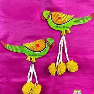 pair of parrot with solawood hangings/MDF cutouts / parrot cutouts /pooja decor / festival decor / eco friendly decor /party decoration