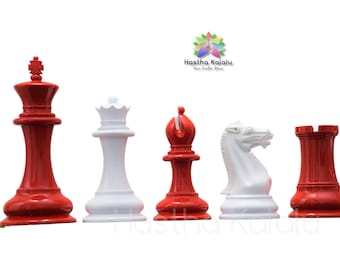 4.5' Large Chess Pieces | Painted Pro Staunton Wooden Chess Pieces, Chess Pieces Only Weighted Made with Boxwood | Mothers day Gift