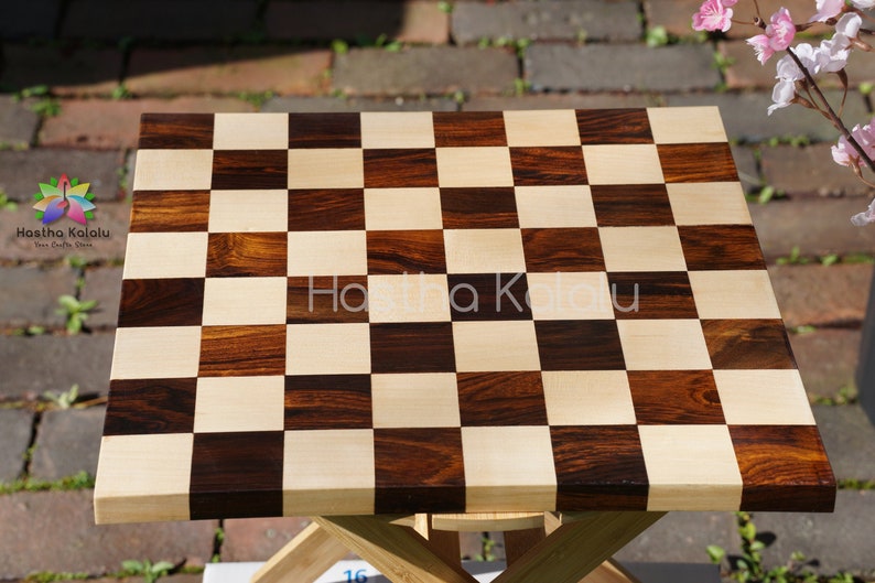 Handmade Chess Board made with Maple And Walnutwood/ Double sided chess board 14x14 inches/loving gift for her/ Mothers day Gift image 2