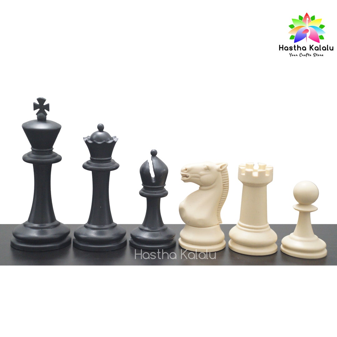 Master Series Weighted Plastic Chess Set with black & ivory pieces