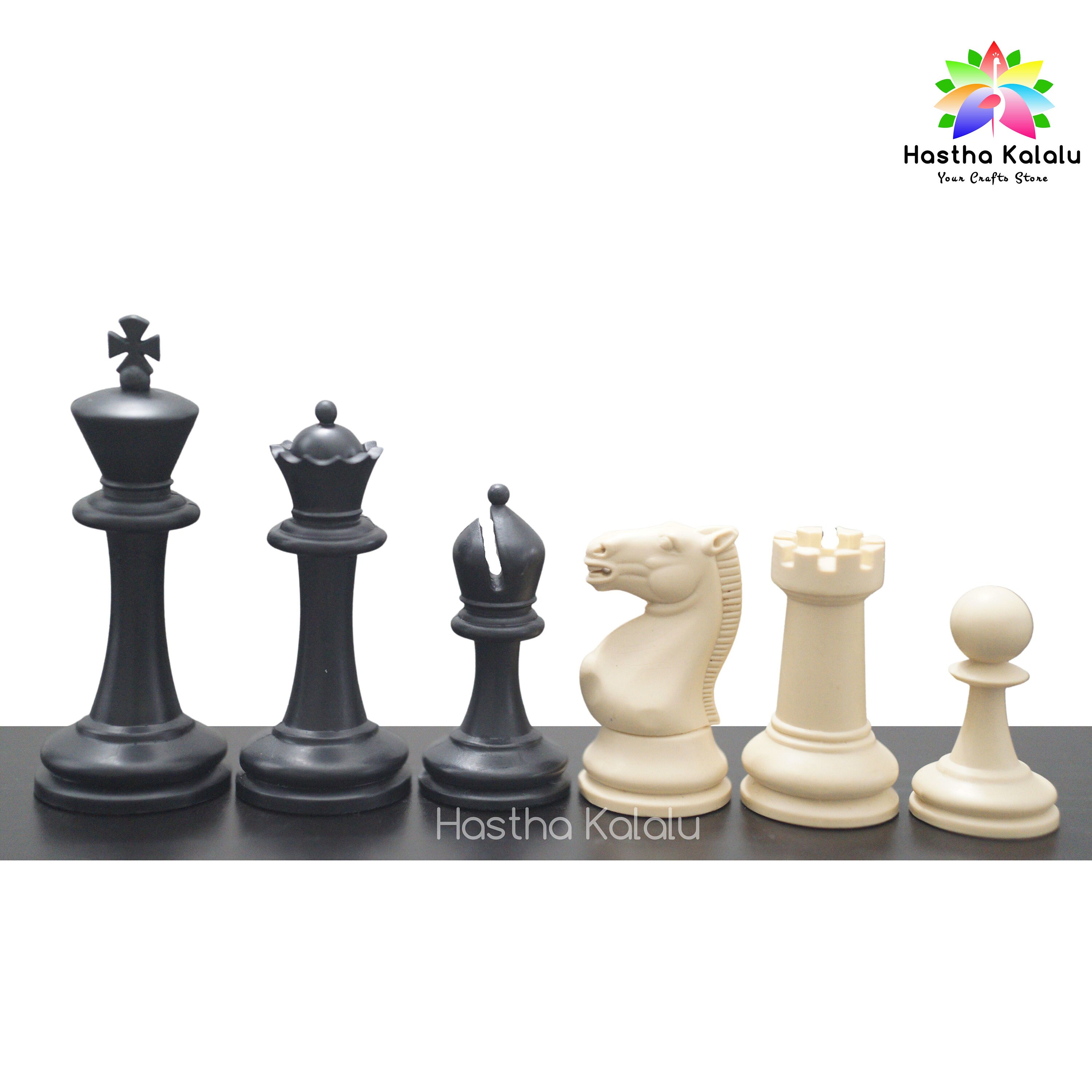 Park Game Series Plastic Chess Set Black & Sandal Pieces - 3.75 King - The Chess Store