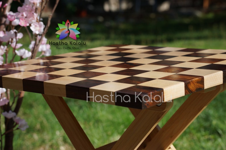 Handmade Chess Board made with Maple And Walnutwood/ Double sided chess board 14x14 inches/loving gift for her/ Mothers day Gift image 4