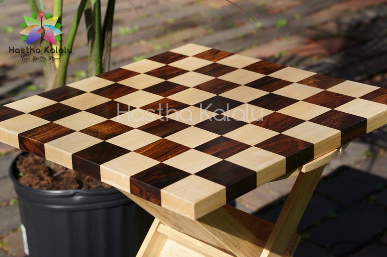 Handmade Chess Board made with Maple And Walnutwood/ Double sided chess board 14x14 inches/loving gift for her/ Mothers day Gift image 6