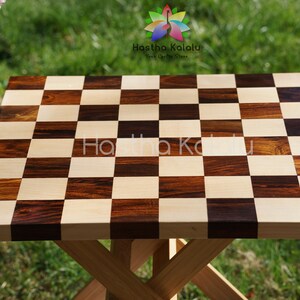 Handmade Chess Board made with Maple And Walnutwood/ Double sided chess board 14x14 inches/loving gift for her/ Mothers day Gift image 7