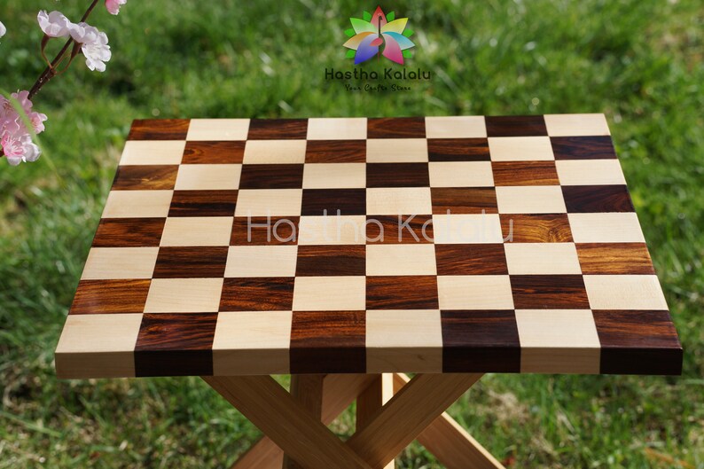 Handmade Chess Board made with Maple And Walnutwood/ Double sided chess board 14x14 inches/loving gift for her/ Mothers day Gift image 7