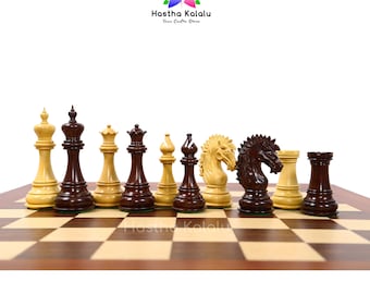 The Ruffian American Series Staunton Chess Pieces In Rose / Box Wood - 4.8" King |loving gift for her/him/ Mothers day gift