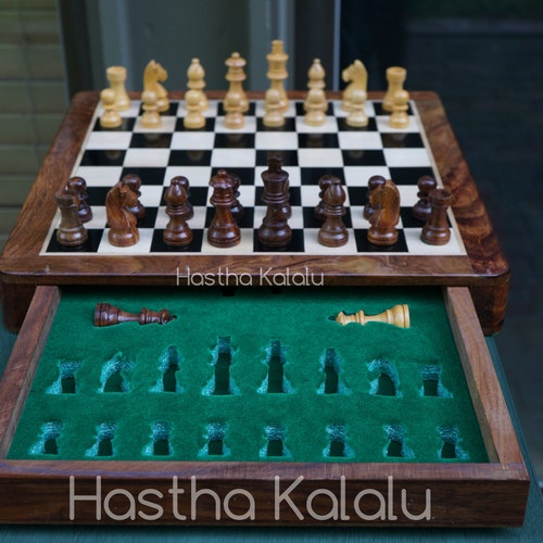 Wooden Magnetic Ebonywood Chess Set with German Knight shops Chess Pieces / Travel Chess Set/ Portable Magnetic Chess Set 12 Inch/ Christmas Gift