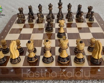 Combo Chess Set Sheesham Board with 1959 Reproduced Zagreb Chess Pieces, Weighted Chess set/ Thanksgiving Gift/Mothers day gift