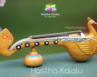 Gorgeous Bobbili Veena (Peacock Design) | Long-Necked Lute| Indian Lute | Bobbili Music Instrument | Veena Instrument miniature | Gift Ideas