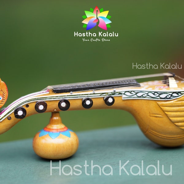 Gorgeous Bobbili Veena (Peacock Design) | Long-Necked Lute| Indian Lute | Bobbili Music Instrument | Veena Instrument miniature | Gift Ideas