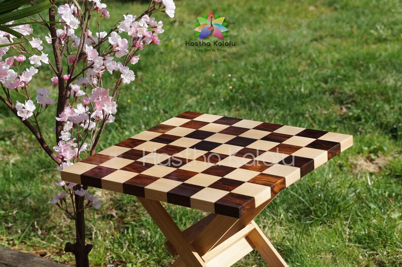 Handmade Chess Board made with Maple And Walnutwood/ Double sided chess board 14x14 inches/loving gift for her/ Mothers day Gift image 5