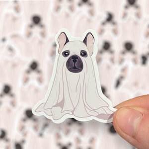 Frenchie Ghost Sticker | Fall Sticker |  Kindle Sticker | Booktrovert Club | Book Snob | Waterproof Sticker Decal | Halloween Sticker