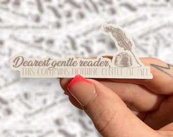 Dearest Gentle Reader Sticker | Bridgerton Inspired Bookish Gift | Elegant Bookish Decal for Kindle, Laptop & Journal | Kindle Sticker