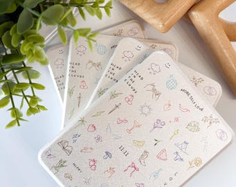 Etui Mini Doodles Kindle | Przezroczysta klapka z klapką do Kindle Paperwhite, Colorsoft i Basic | Prezent dla miłośnika książek