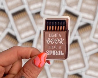 Light a Book Not a Spiral Sticker, Vintage Matchbox Design, Book Lover Gift