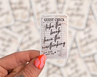 Vintage Guest Check Sticker, Bookish Mental Health Quote, Kindle Decor