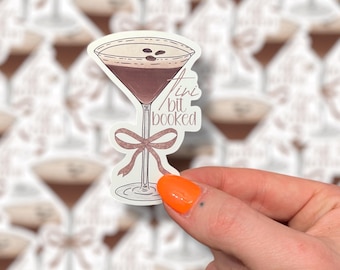 Tini Bit Booked Sticker | Espresso Martini Book Lover Decal | Glossy Reading Sticker | Kindle Sticker | Book Lover Gift