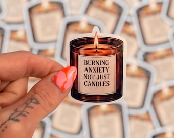 Funny Anxiety Candle Sticker, Mental Health Humor, Vintage Style (Kindle Decor)