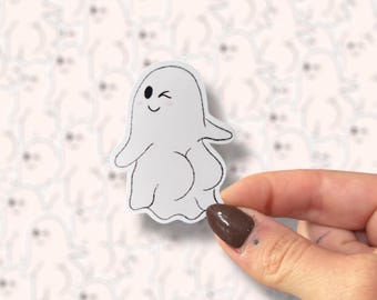 Naklejka „Boooty Ghost” | Jesienna naklejka na Kindle'a, laptopa i notatnik | Prezent dla miłośnika książek | Naklejka na Kindle'a