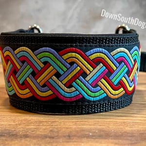 2&quot; Wide French Martingale Slip Lead &quot;Rainbow Knot&quot;, Martingale Collar, Slip Leash, All-In-One Leash, Sighthound Lead, Whippet Greyhound