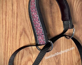 Quick Release Lead with Padded Neck for Dogs, “Red & Silver Swirl”, Fast CAT, Lure Coursing Slip Lead, Dog Sports Lead, All-In-One Slip Lead