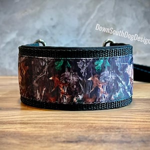 2&quot; Wide French Martingale Slip Lead &quot;Camouflage on Black&quot; Slip Leash, All-In-One Leash, Sighthound Lead, Whippet Greyhound