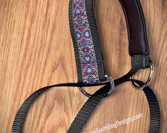 Quick Release Lead with Padded Neck for Dogs, “Rose Hearts Clover”, Fast CAT, Lure Coursing Slip Leash, Dog Sport Lead, All-In-One Slip Lead