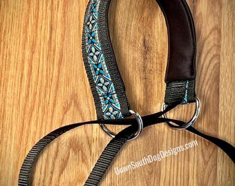 Quick Release Lead with Padded Neck for Dogs, “Turquoise & Gold”, Fast CAT, Lure Coursing Slip Leash, Dog Sports Lead, All-In-One Slip Lead