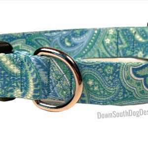 Dog Collar Green Paisley