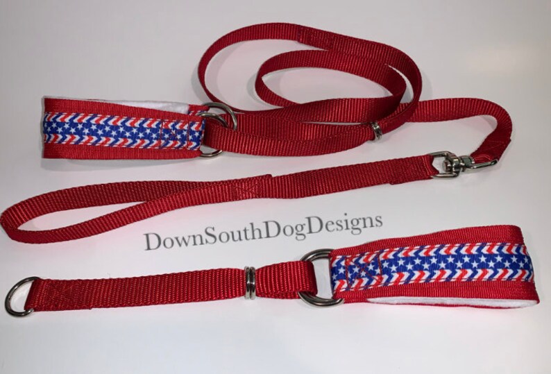 Dog Martingale Slip Lead or Collar Red White Blue on Etsy