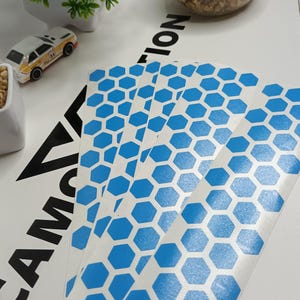 5x Stickers of 38 pcs each Solid Light Blue Hexagon Honeycomb Die Cut Sticker Dietailing Car Bike Home Craft Scooter
