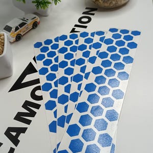 5x Stickers of 38 pcs each Solid Blue Hexagon Honeycomb Die Cut Sticker Dietailing Car Bike Home Craft Scooter