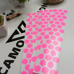 5x Stickers of 38 pcs each Solid Hot Pink Hexagon Honeycomb Die Cut Sticker Dietailing Car Bike Home Craft Scooter