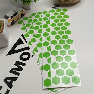 5x Stickers of 38 pcs each Solid Apple Green Hexagon Honeycomb Die Cut Sticker Dietailing Car Bike Home Craft Scooter