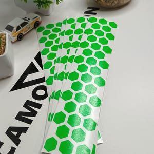 5x Stickers of 38 pcs each Solid Lime Green Hexagon Honeycomb Die Cut Sticker Dietailing Car Bike Home Craft Scooter