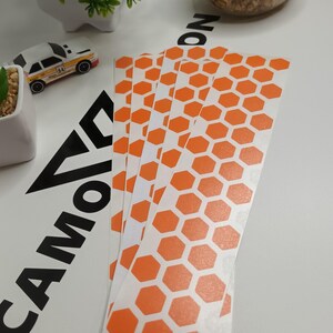 5x Stickers of 38pcs each Solid OrangeHexagon Honeycomb Die Cut Sticker Dietailing Car Bike Home Craft Scooter