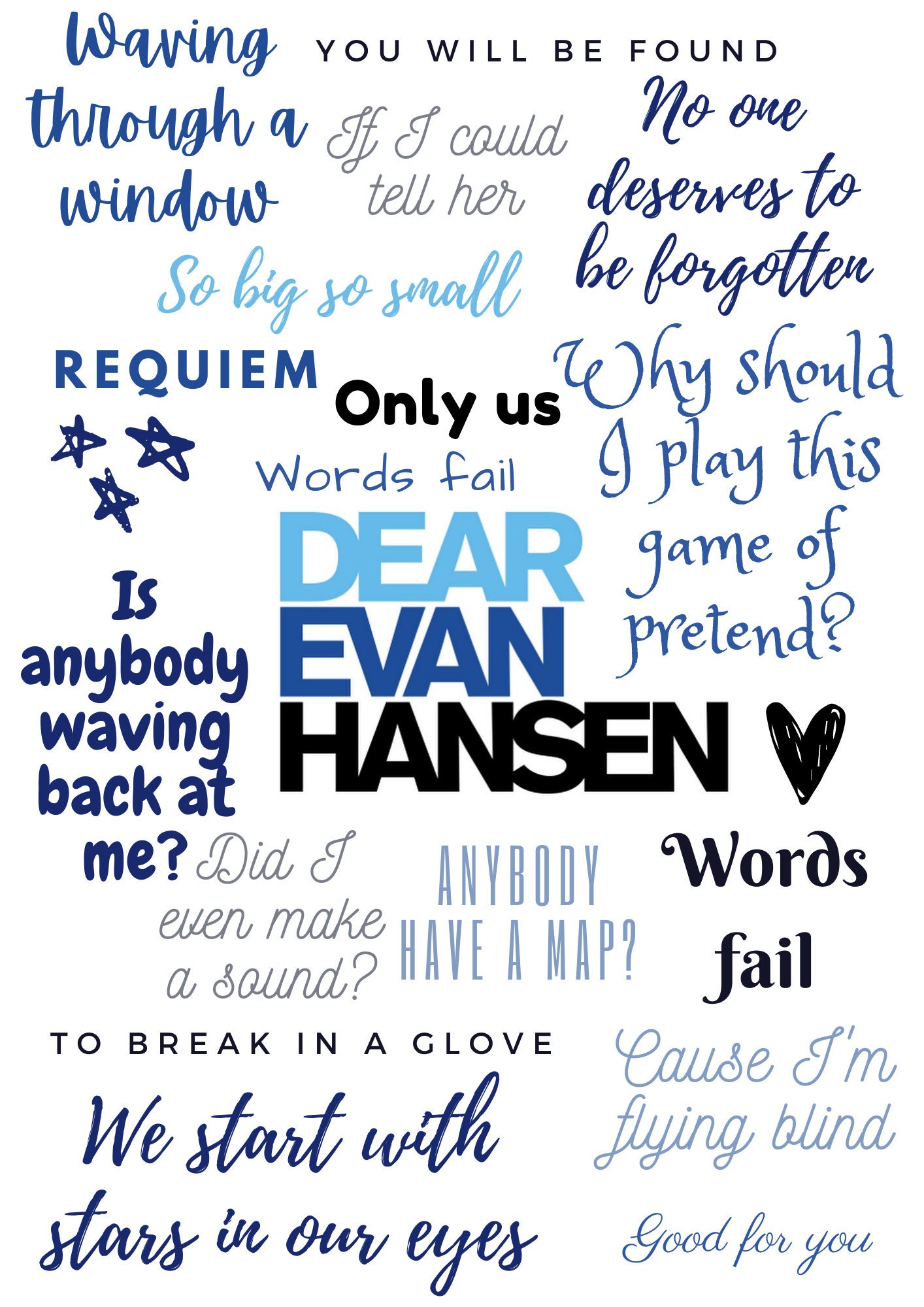 Dear Evan Hansen Musical Print Etsy