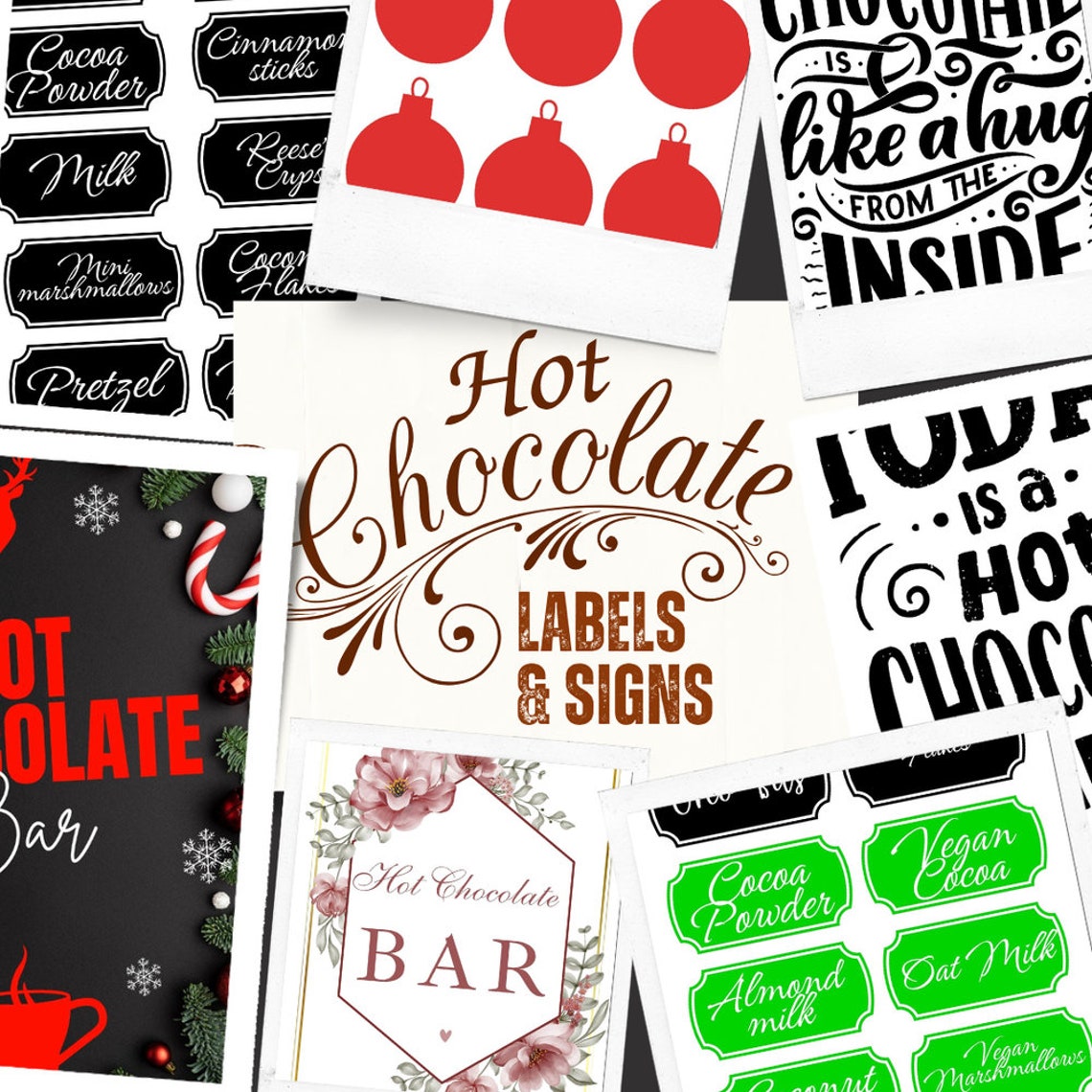 Hot Chocolate Station Printable Labels and Signs | Digital Download - Etsy