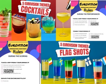 Eurovision 2024 Drinking Game and Cocktail Recipes - Instant Download