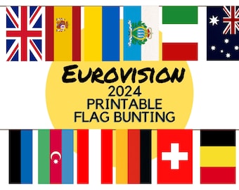 Eurovisión 2024 Imprimir en casa Bandera Bunting Descarga instantánea - Archivo digital