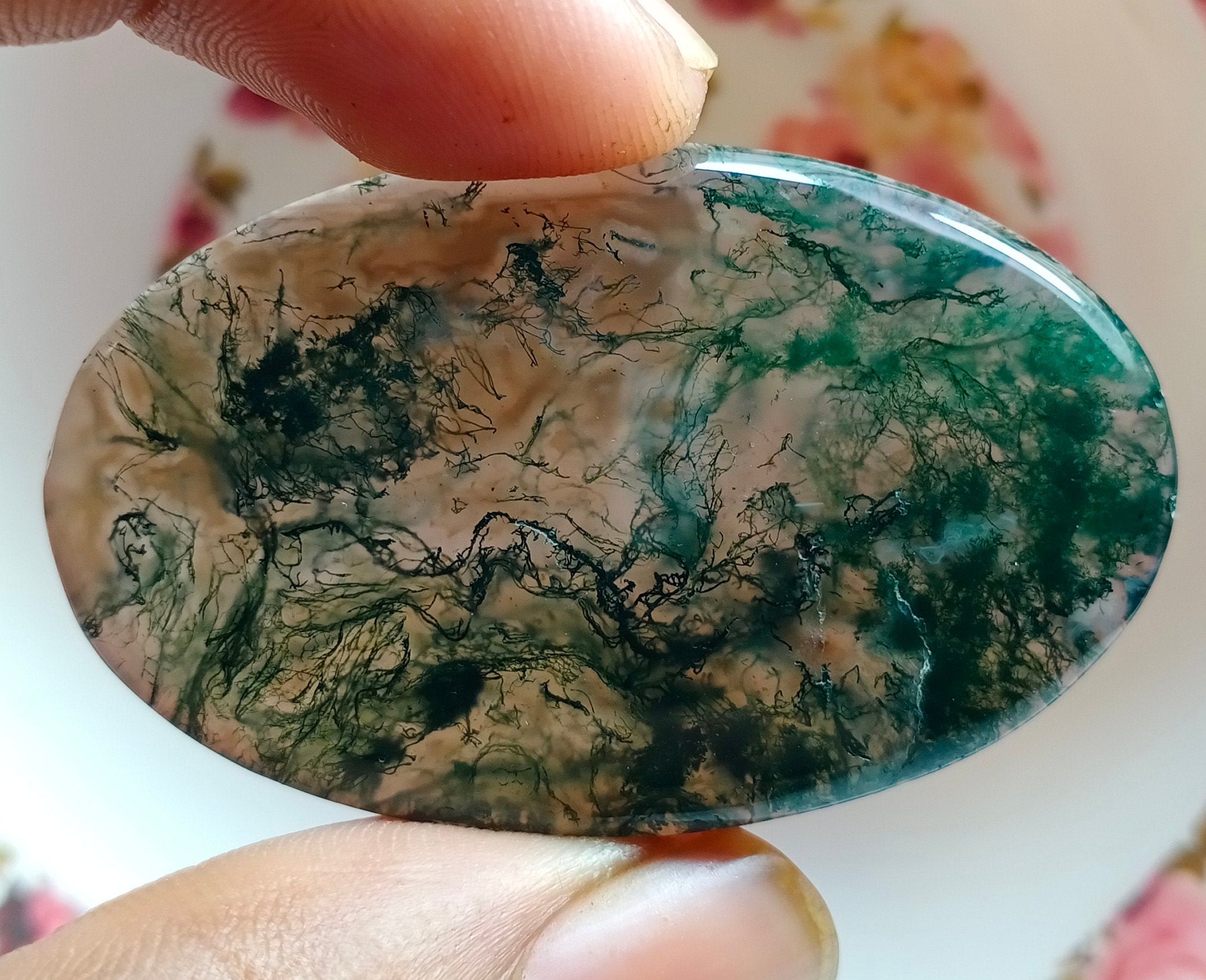 Very Rare Natural Green Moss agate Loose gemstone High | Etsy