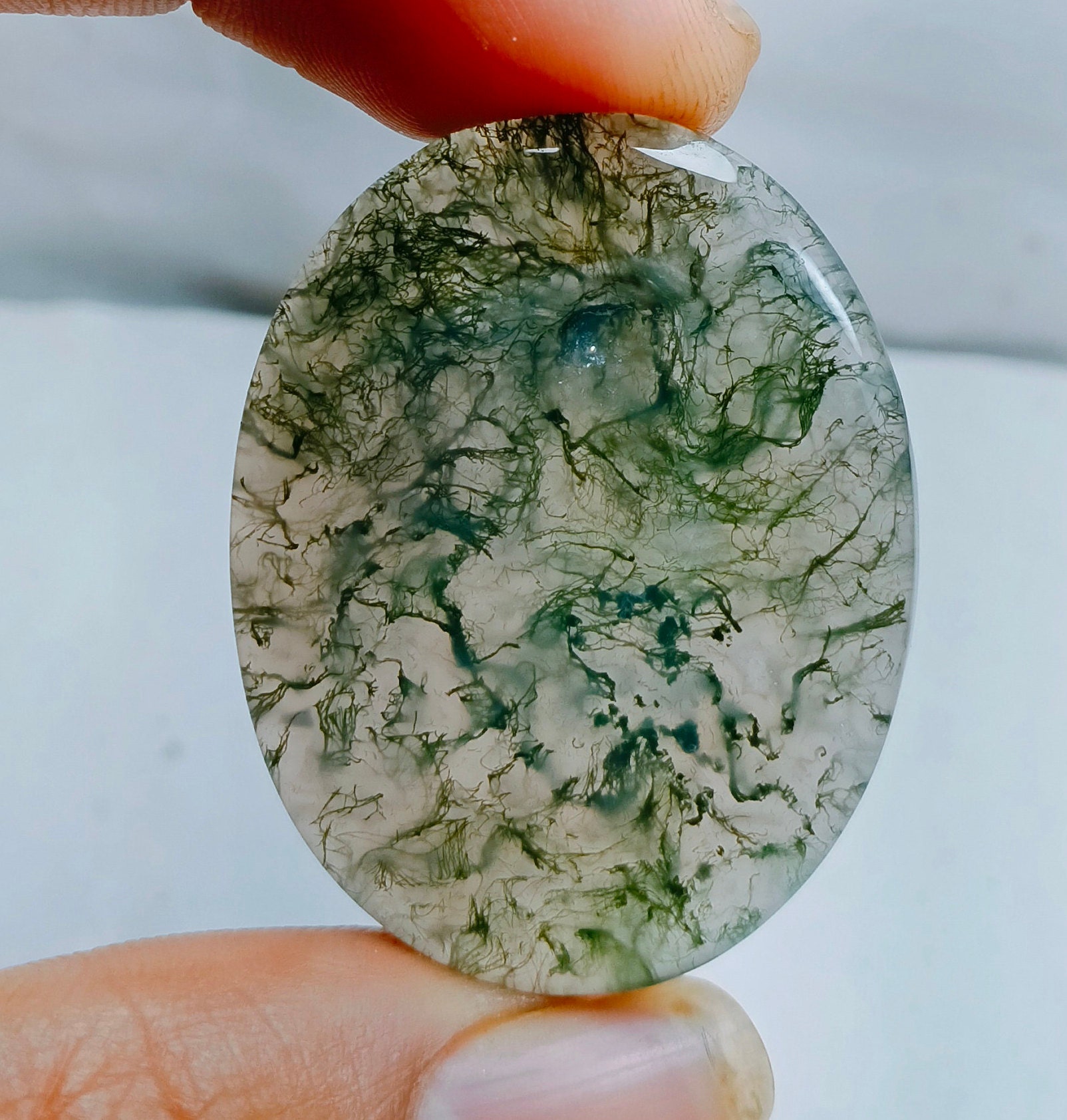 Very Rare Natural Green Moss agate Loose gemstone High | Etsy