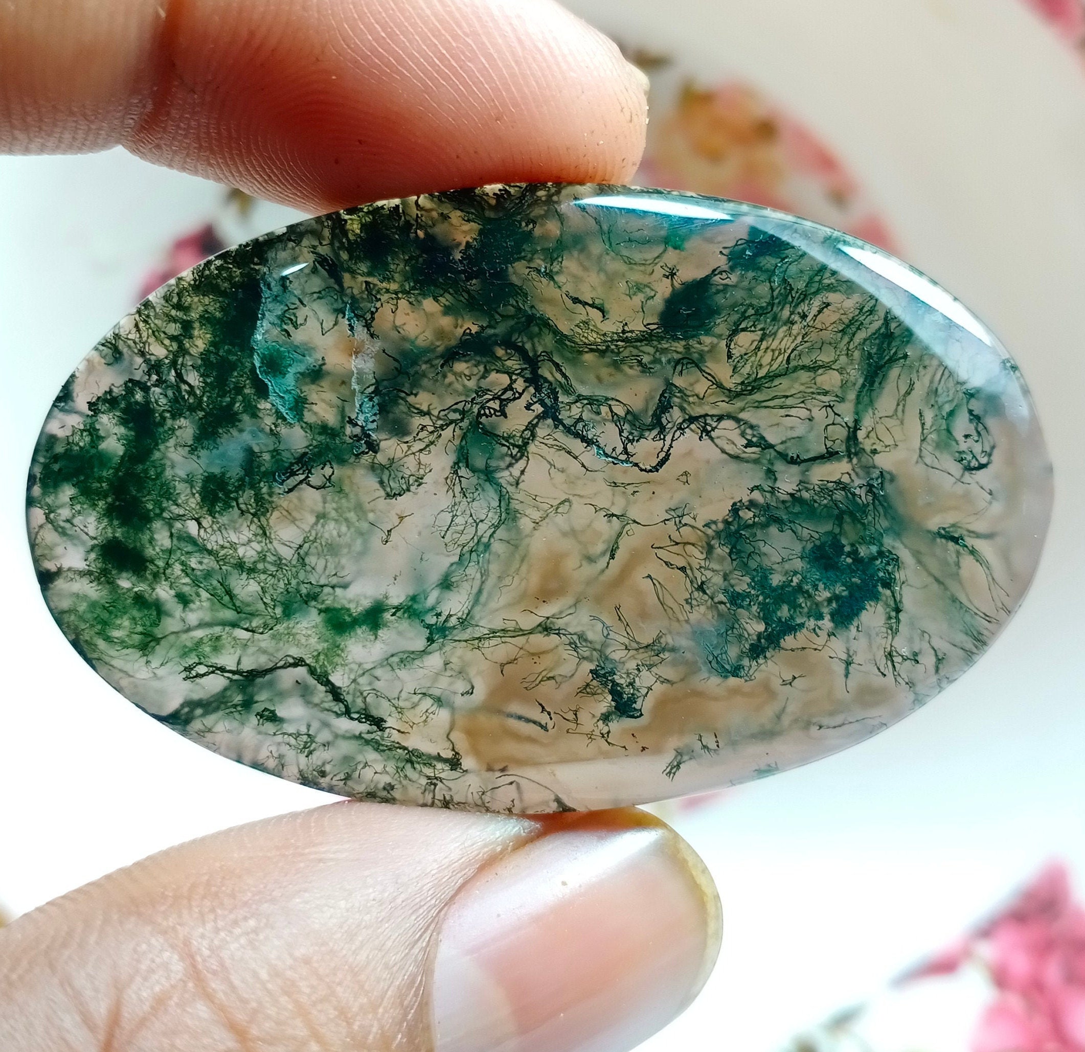 Very Rare Natural Green Moss agate Loose gemstone High | Etsy