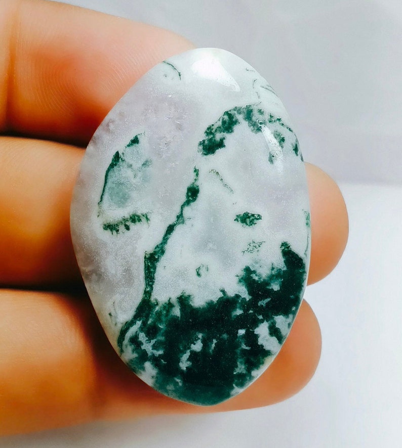 Natural Tree Agate Cabochon Jewelry making Semi Precious  Gemstone Top Quality  Loose Stone 55 Ct 39 X 26 X 6 mm #A251