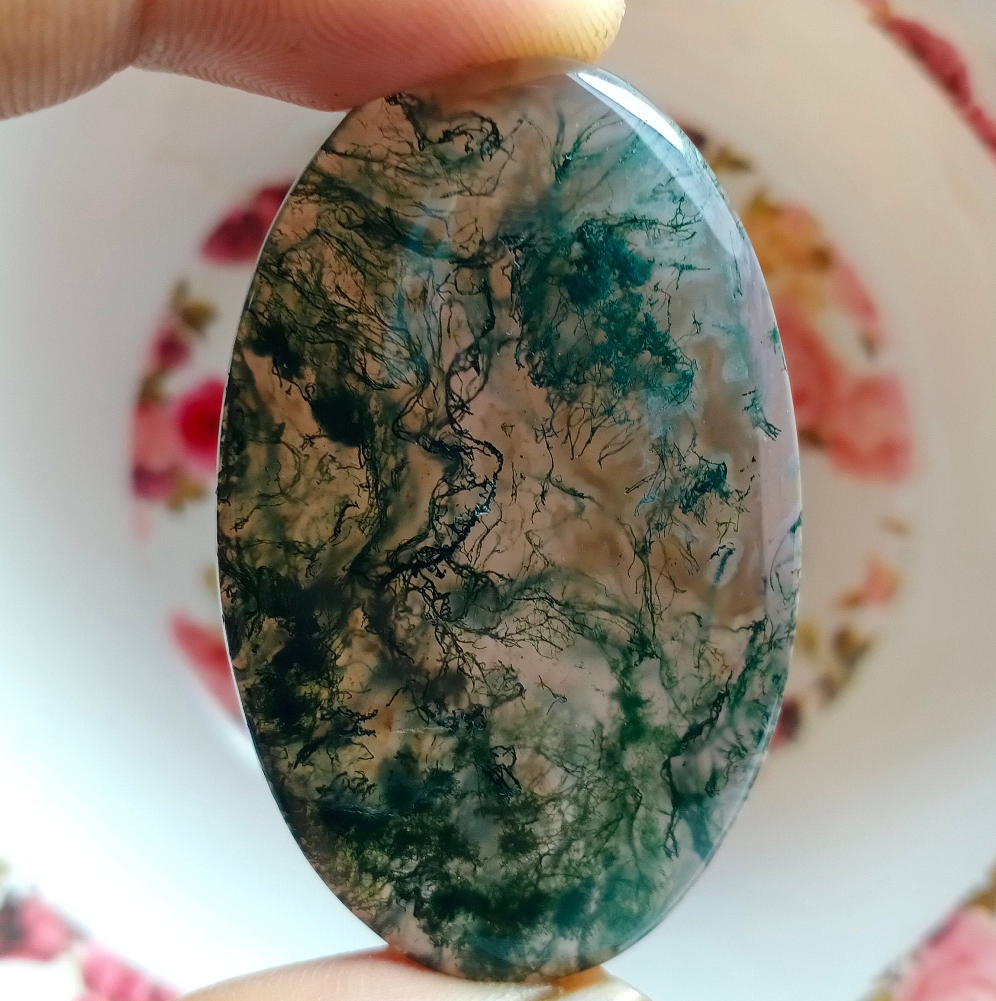 Very Rare Natural Green Moss agate Loose gemstone High | Etsy