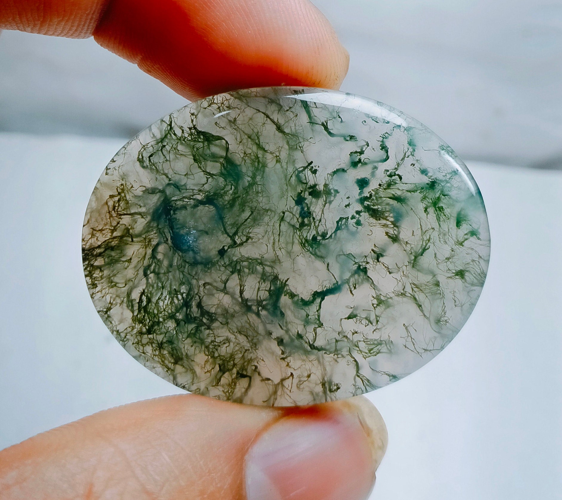 Very Rare Natural Green Moss agate Loose gemstone High | Etsy